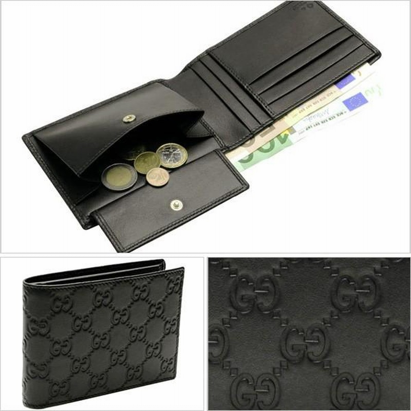GUCCI 二つ折り財布 ブラック レザー 292534 Amazon.co.jp: [グッチ] 財布 折財布 二つ折り シマ レザー