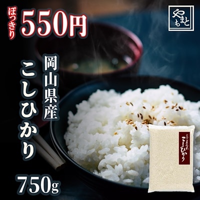 お米 新米 令和5年 岡山県産こしひかり 750g ぽっきり お試し 一等米　メール便