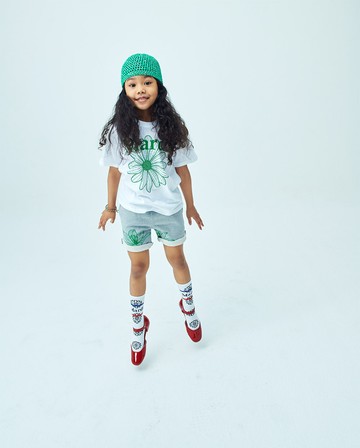 MARDI MERCREDI 童裝 印花短TEE 白色 經典小雛菊 綠花 純棉 KIDS TSHIRT FLOWERMARDI