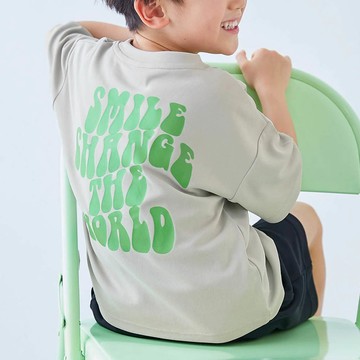 日本 devirock - 速乾網眼超舒適短袖上衣-背後英文-淺灰