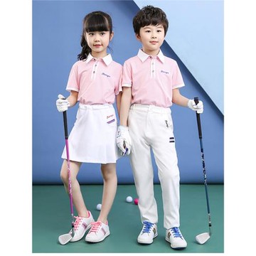 新款兒童高爾夫衣服套裝男女孩球服短袖t恤透氣速干運動polo衫