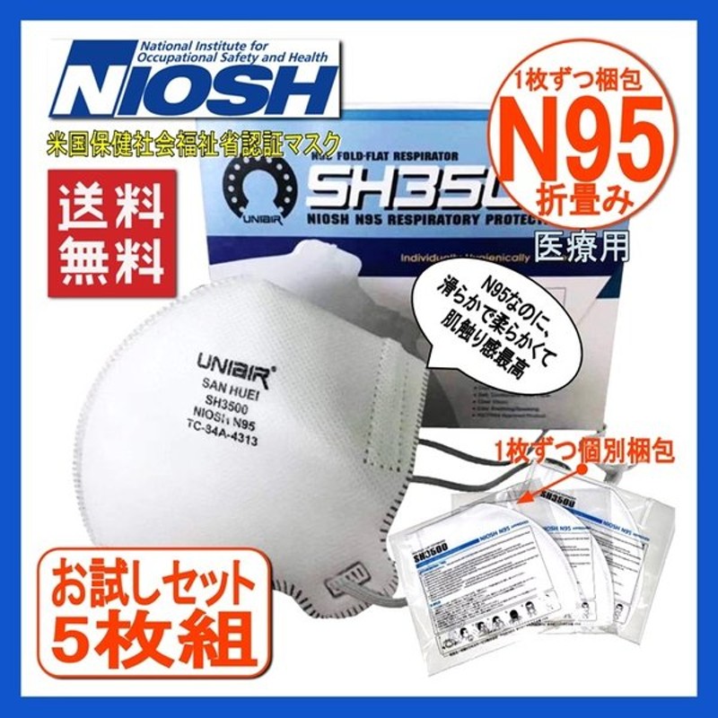 N95マスク 5枚セット Niosh認証 Ffp2 Fda 医療用 個別包装 高性能 ますく 不織布マスク 花粉症対策 Sh3500 立体構造 感染 対策グッズ オリンピック 通販 Lineポイント最大0 5 Get Lineショッピング