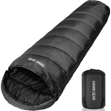 【日本代購】HAWK GEAR 耐寒-15度 防水 露營 睡袋 黑色
