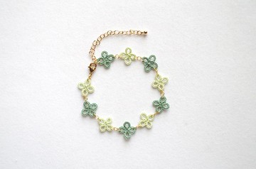 梭織蕾絲小花手鍊・若葉