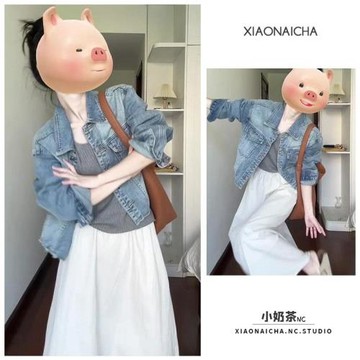 韓系復古短款牛仔外套女秋季小個子寬松顯瘦減齡外搭長袖夾克上衣
