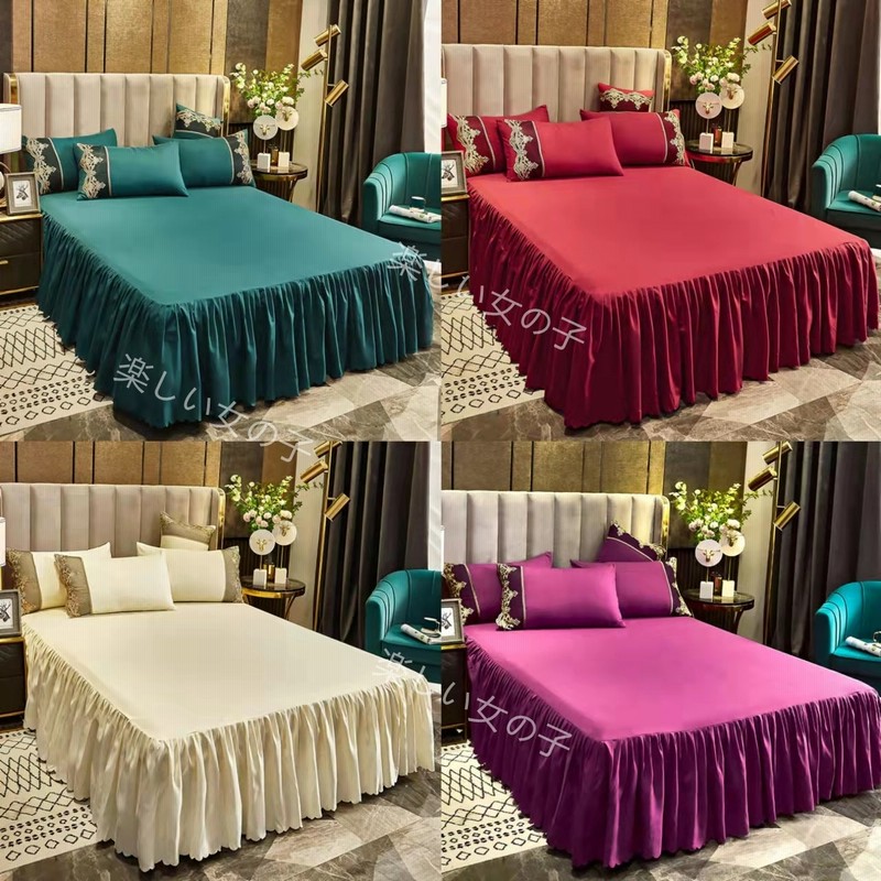 韓版ベッドスカート単品プリンセス風ベッドカバー式ベッドカバー滑り止め純色シーツ 通販 Lineポイント最大1 0 Get Lineショッピング