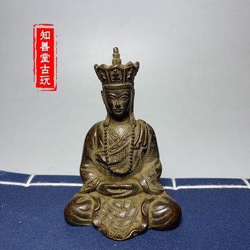 仿古古玩收藏 寸佛地藏菩薩像復古小號 地藏王鍍銅像佛像菩薩像