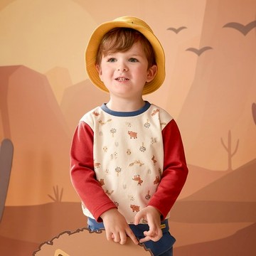 動物同學會拼接袖長袖T恤