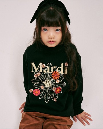 MARDI MERCREDI 童裝 印花大學TEE 黑色 經典小雛菊 繽紛花朵 純棉 KIDS SWEATSHIRT FLOWERMARDI BLOSSOM