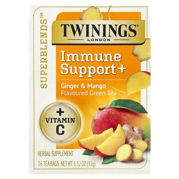Twinings, Superblends™，機體抵抗幫助 + 綠茶，姜和芒果，16 茶包，1.12 盎司（32 克）