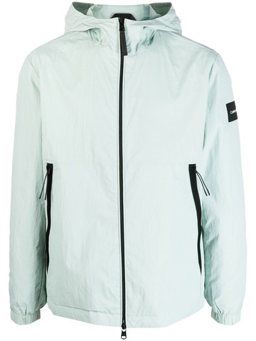 Calvin Klein - logo-patch sleeve hooded jacket - men - Polyester/Polyamide - XL - Green