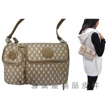 ~雪黛屋~salvadorbachiller腰包多功能腰包肩背斜側背防水絨布+皮革內多夾層大皮夾設計