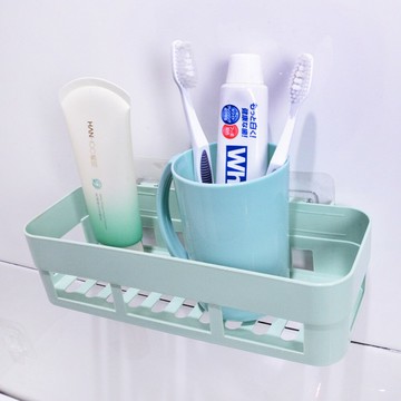 長方形置物架 無痕 免釘 浴室置物架 粘貼式 收納架 瀝水 置物架 收納盒【DG316】  123便利屋