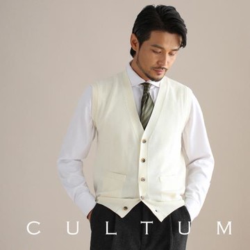 CULTUM100%美麗諾羊毛紳士復古男士馬甲針織背心商務休閑V領開衫