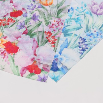 京都百花撩亂大判手帕-洋花(彩/藍)