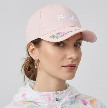 FILA 時尚花卉刺繡遮陽帽-粉色 HTA-1013-PK