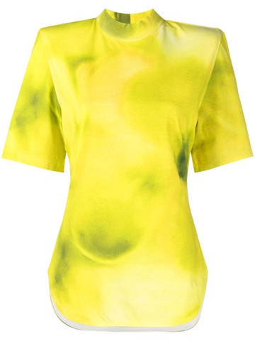 The Attico - tie-dye print high-neck T-shirt - women - Cotton - 38 - Yellow