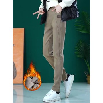 加絨加厚衛褲女秋冬2024新款高腰寬松顯瘦學生小腳休閑長褲運動褲