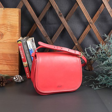 義大利植鞣革馬鞍包-小款(粉色)