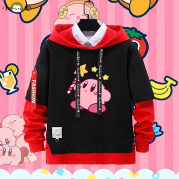 任天堂Switch星之卡比卡通假兩件連帽衛衣男女兒童裝學生外套帽衫