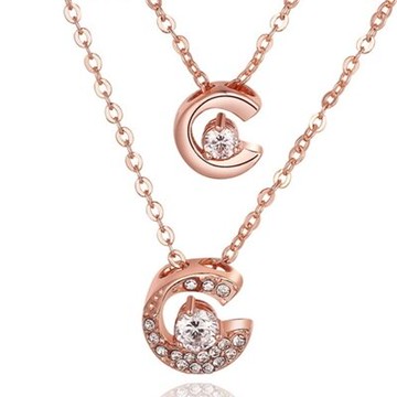 純銀項鍊 鍍18K金鑲鑽吊墜-時尚別緻精選母親節生日情人節禮物女飾品3色73ce21【獨家進口】【米蘭精品】