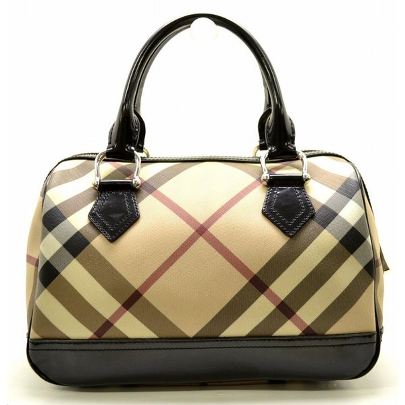 バッグ Burberry バーバリー ノバチェック チェック柄 ボストンバッグ ミニボストン ハンドバッグ Pvc パテントレザー ベージュ ブラック 黒 K 通販 Lineポイント最大0 5 Get Lineショッピング