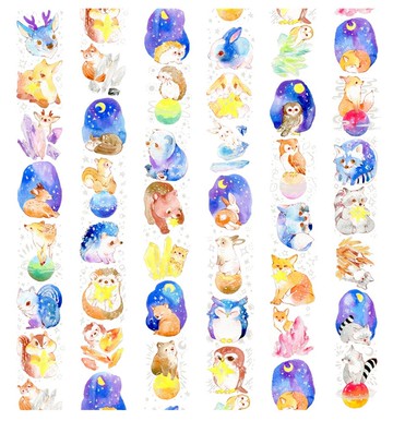 星空動物紙膠帶(5CM/10M/200cm*1circle/washipaper)