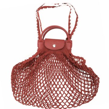 LONGCHAMP Le pliage Filet 編織花邊 手提/肩背漁網包(L/赤陶紅)