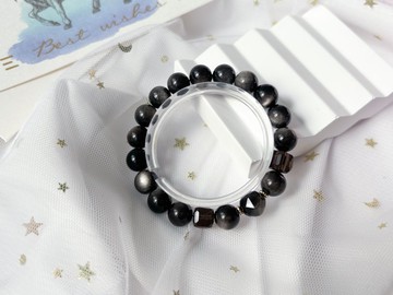 【2026年十二生肖開運水晶】天然銀曜石 茶晶 14K包金 設計款手鍊