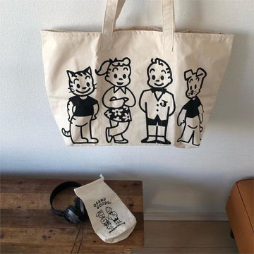 【原田*治限定]可愛日系質感托特包大容量單肩手提帆布袋旅行袋