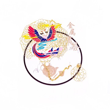 【CHL】文創 工藝 鳳凰于飛 彩色書籤 黃銅書籤 鏤空書籤 金屬書籤 書籤 無附盒