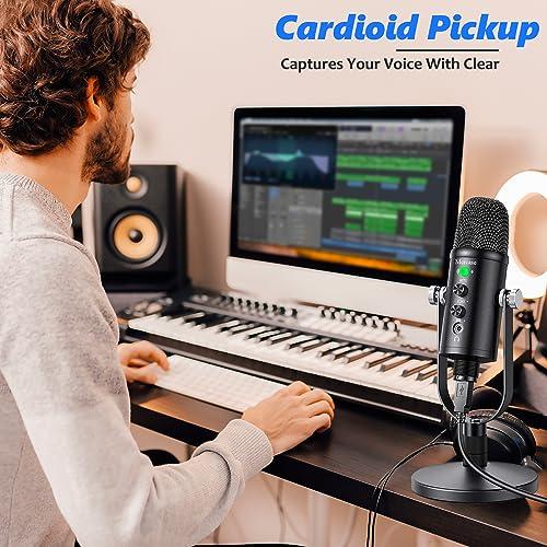 Mercase USB Microphone for Computer,Phone,MAC, with Mute Button,Plug ＆ Play,Cardioid Pickup,Volume and Echo Control,for Podcast,Recording,Sing,ASMR