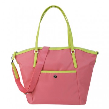 agnes b VOYAGE 簡單小釦兩用托特包(大/粉)