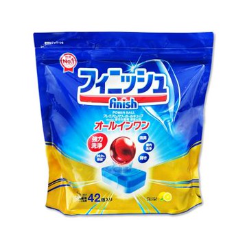日本FINISH-洗碗機專用紅球消臭強洗淨濃縮洗碗錠42入/袋-檸檬香(全洗碗機型皆適用,多效合1軟水防垢雙酵素,碗盤餐具乾淨潔亮)