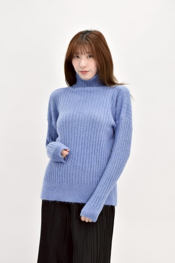 (XL) 針織高領藍色毛衣