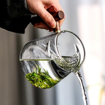月牙過濾公道杯茶漏一體玻璃綠茶泡茶器大容量分茶壺帶茶濾網公杯