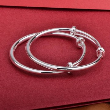 9999純銀手鐲嬰兒寶寶足銀鐲子兒童男女小孩滿月實心銀飾周歲禮物