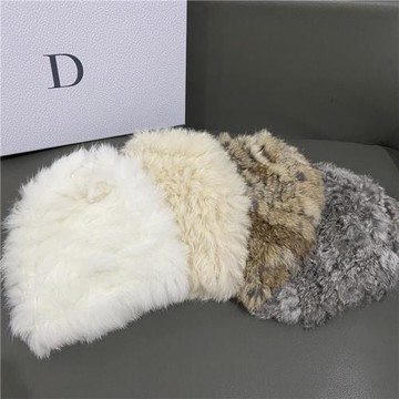 兔毛保暖皮草毛絨帽子女秋冬出游網紅拍照洋氣時尚包頭帽針織帽潮