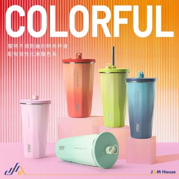 TYESO咖啡杯 吸管杯 304不銹鋼保溫杯 470ml 環保杯 不鏽鋼杯 保冰杯 保溫杯 冰壩杯 保冷