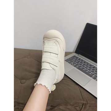 貍可友丑萌大頭面包鞋女2024年夏季新款厚底百搭森系小白鞋休閑鞋