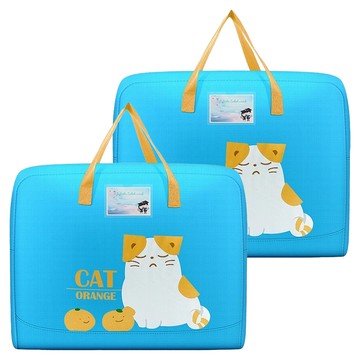 Vanibaby 加厚牛津布手提棉被袋/收納袋 55L  M  藍色小貓  2個