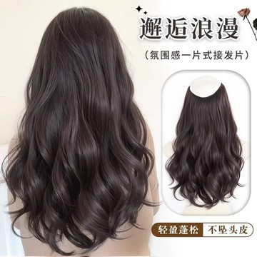 🔥臺灣出貨🔥假髮片 女波浪長捲髮u型新款自然蓬鬆增髮量氛圍感一片式接髮片捲髮假髮片 增髮片 造型捲髮 捲髮大波浪 FHJ