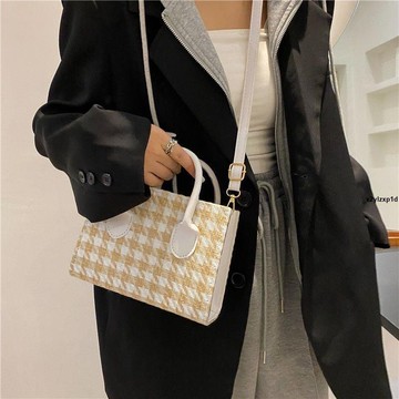 ✨女包 斜挎包 單肩包 側背包台出上新秋冬質感千鳥格小包包女2024新款潮質感百搭手提單肩斜挎包女