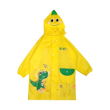 JoyNa - 兒童雨衣 加大帽簷加大隱形書包位置 拉鍊+扣子-勇敢小恐龍
