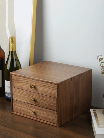 免運/公司貨 收納盒 首飾收納櫃 黑胡桃木多層抽屜式收納盒 桌面日式玄關收納柜辦公文件儲物盒 木質 可開發票 全館五折 工廠現貨直銷 新品特價 z10304