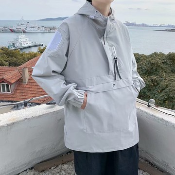 秋冬衣男ins港版松百搭生上衣套帽克男潮流外套