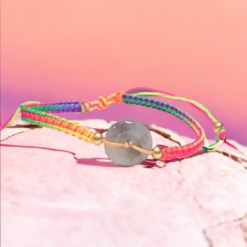 【願‧平安】冰種飄花翡翠平安扣編織手鍊 |天然緬甸翡翠A貨|送禮