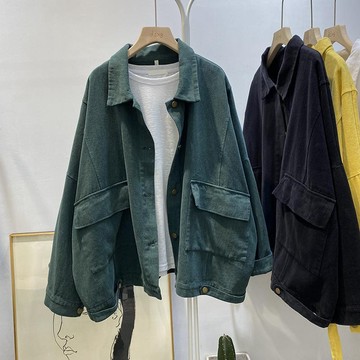 【🍒櫻桃大尺碼】M-4XL大尺碼寬松春秋款女裝新款洋氣工裝外套女春季長袖上衣女