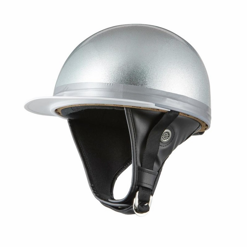 バイクヘルメット コルク半キャップ ソリッド シルバーラメ 