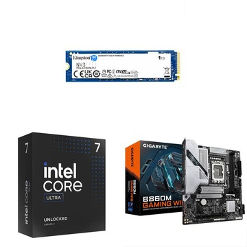 Intel 〈鈔省價〉Core U7 265K+技嘉 B860M GAMING WIFI6 主機板+金士頓 1TB SSD